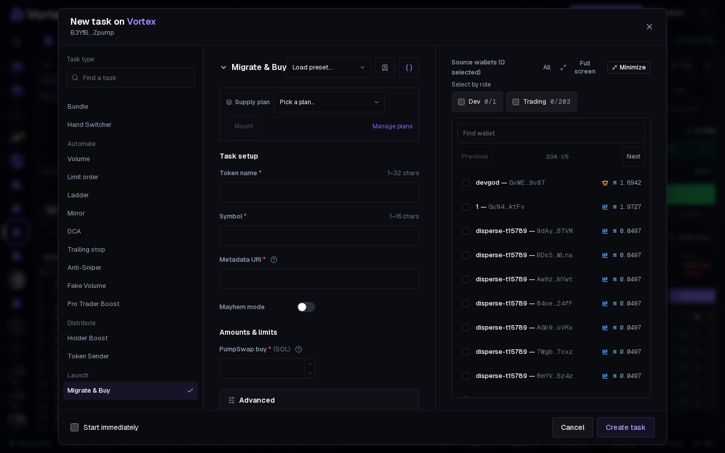 The Migrate & Buy form