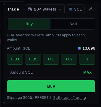 The Trade panel