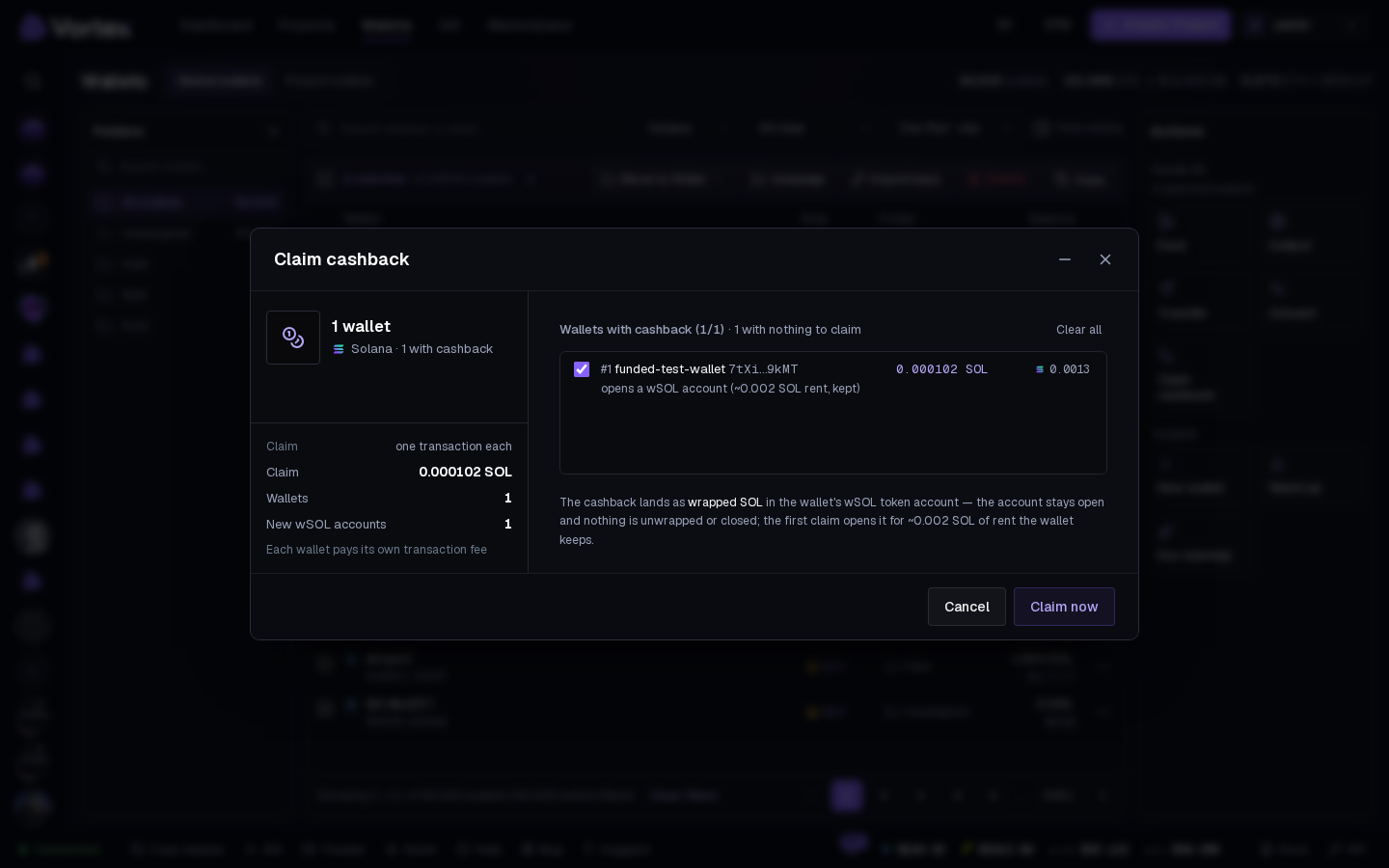 The Claim cashback window